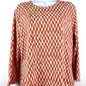 J. McLaughlin Women's Catalina Cloth Top XL Orange White Geo Print Shirt A9